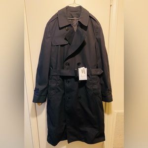 DSCP GARRISON COLLECTION MENS SIZE 40L ALL WEATHER BLACK ARMY LINED TRENCH COAT